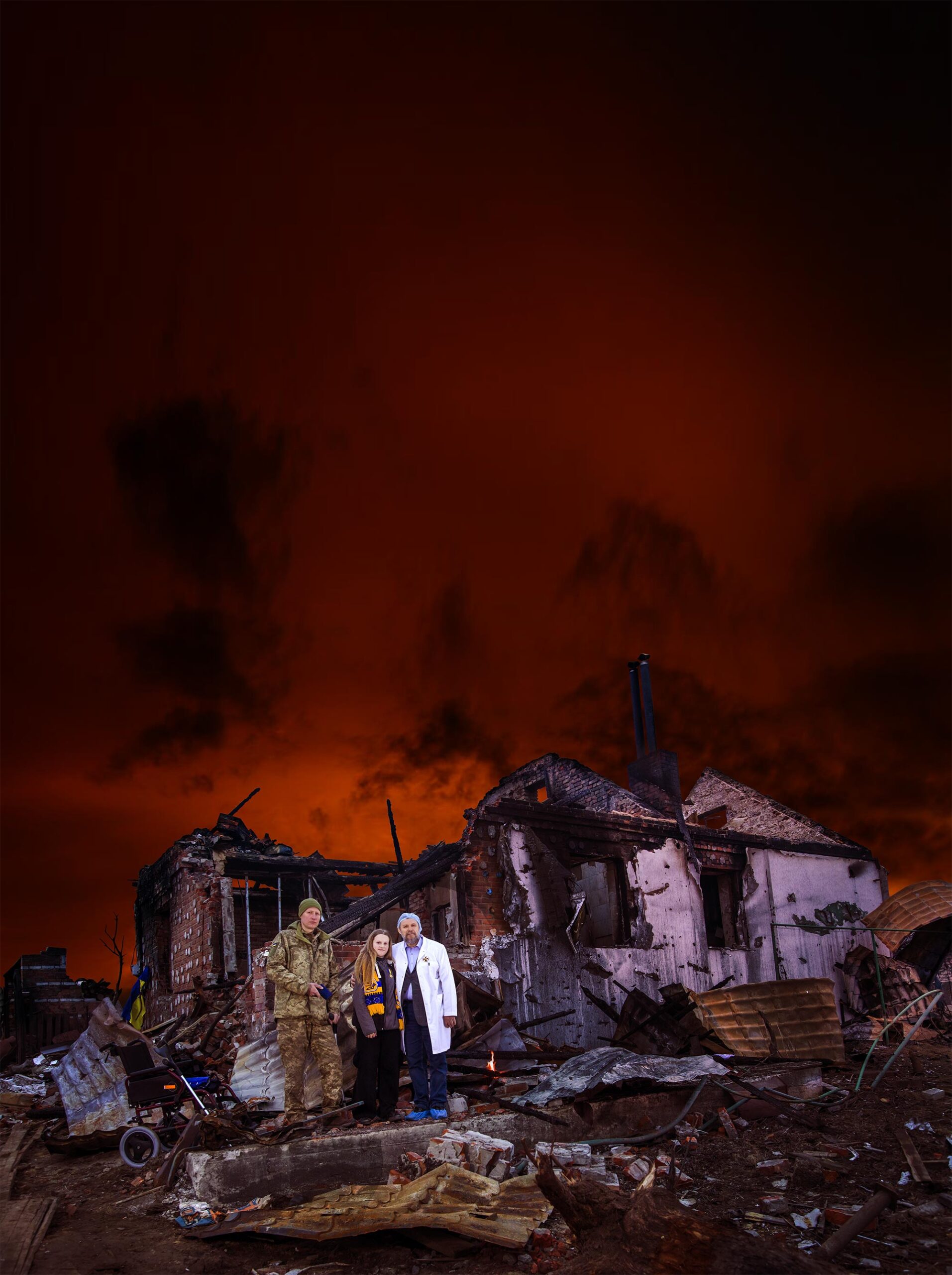 Dr. Mikola Posokhov, A Symbolic Figure in "The Four Horsemen of the Apocalypse" Project of Sergey Melnikoff, a.k.a. MFF. Kharkiv, Ukraine, on April 17, 2024